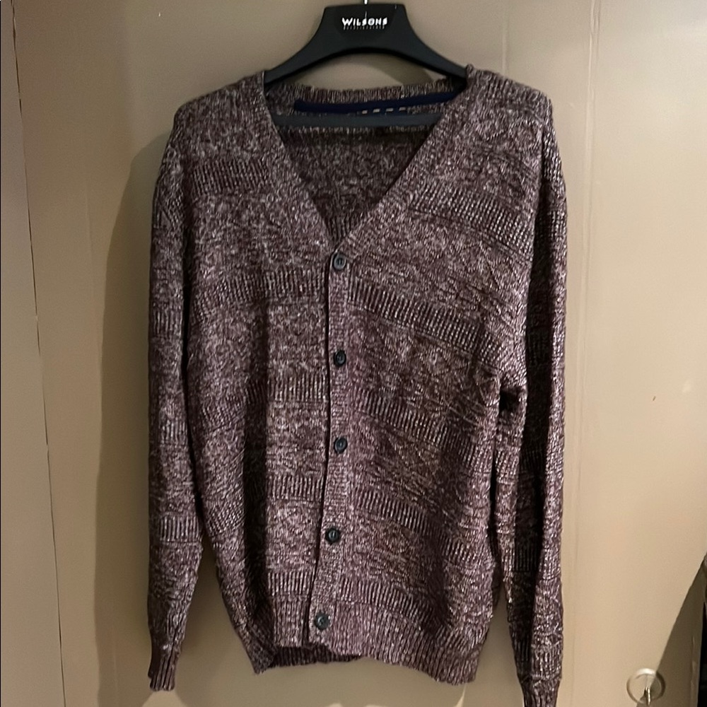 Club Room Button Down Cardigan Sweater in Marled Brown. Men’s Sz Large